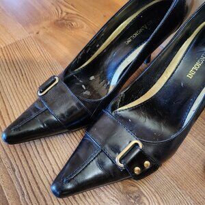 Enzo Angiolini Black and Gold Pumps with Bucke Size 7